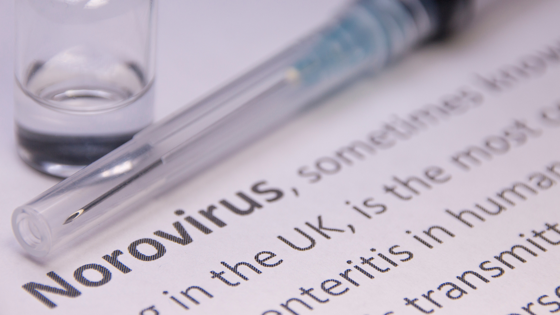 Sample and vial over a report that reads 'Norovirus'.