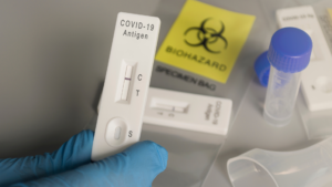 COVID-19 antigen rapid test and biohazard bag